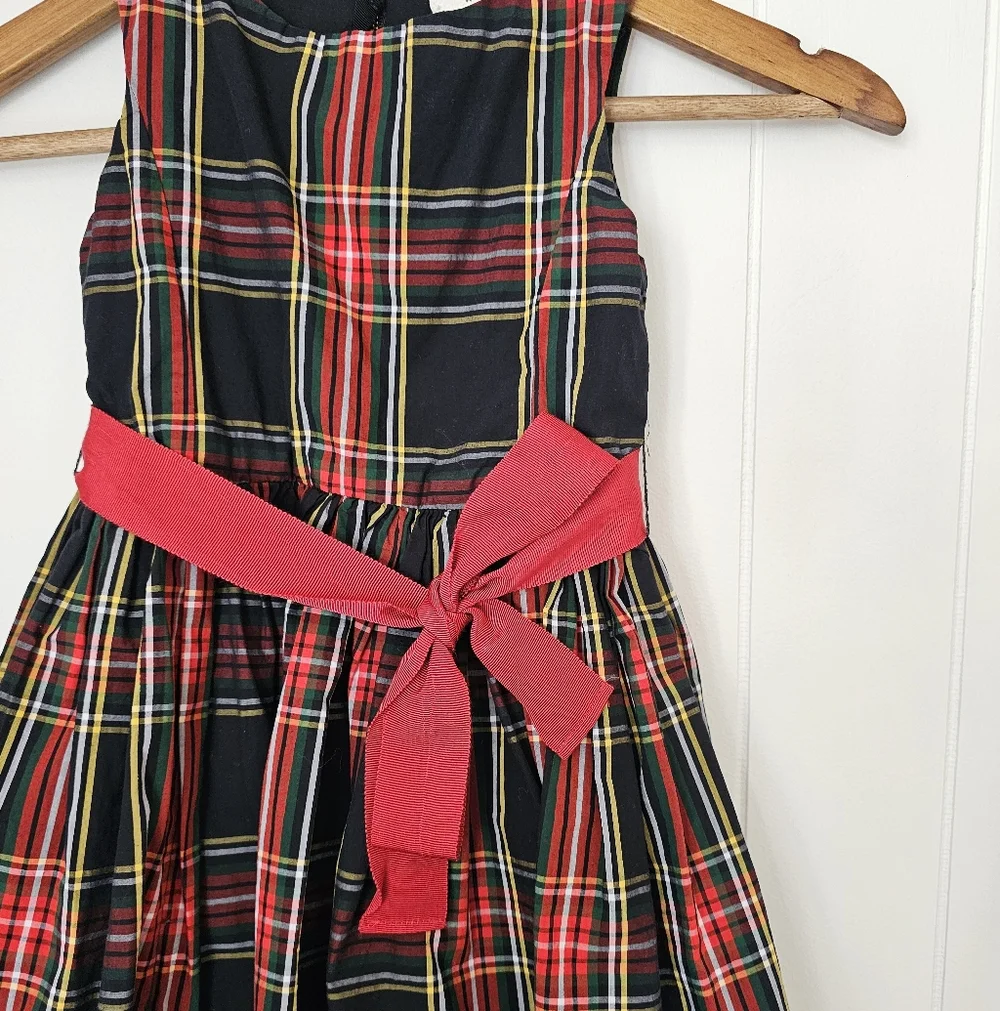 J Crew Crewcuts Black Plaid Dress with Red Accent Belt